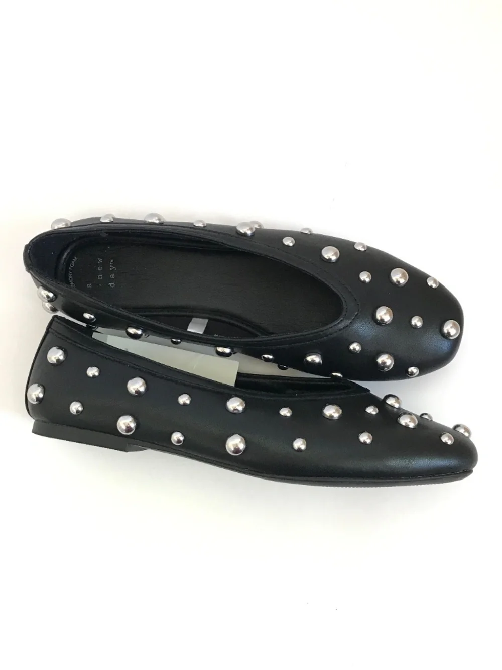 A NEW DAY Sammie Black Studded Square Toe Ballet Flats Women's Size 8.5 NEW